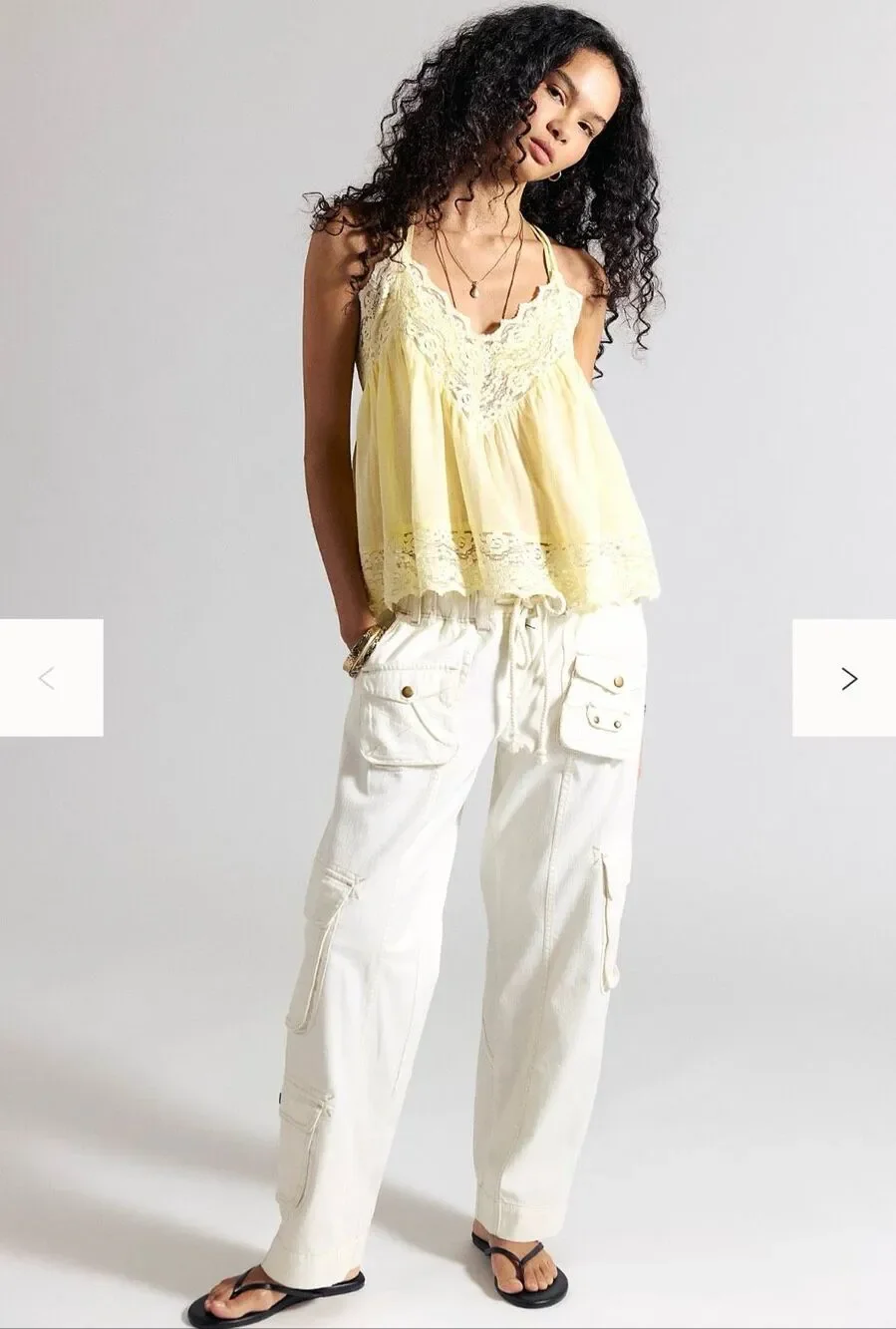 Free People We The Free Tahiti Cargo Pants Tofu Ivory XL Low Rise Utility